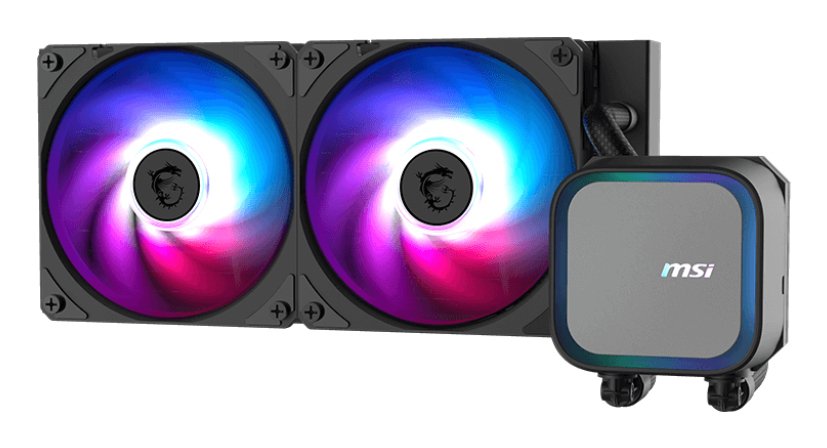 08072fcd78282f5ccc6f4d8ba661e381b32d3ed5 MSI MAG Coreliquid A13 240 - AIO ARGB CPU Liquid Cooler - 240mm Radiator - LGA 1700/1851 / AM5/AM4 Compatible - Dual 120mm ARGB PWM Fans, Black - الصورة 1