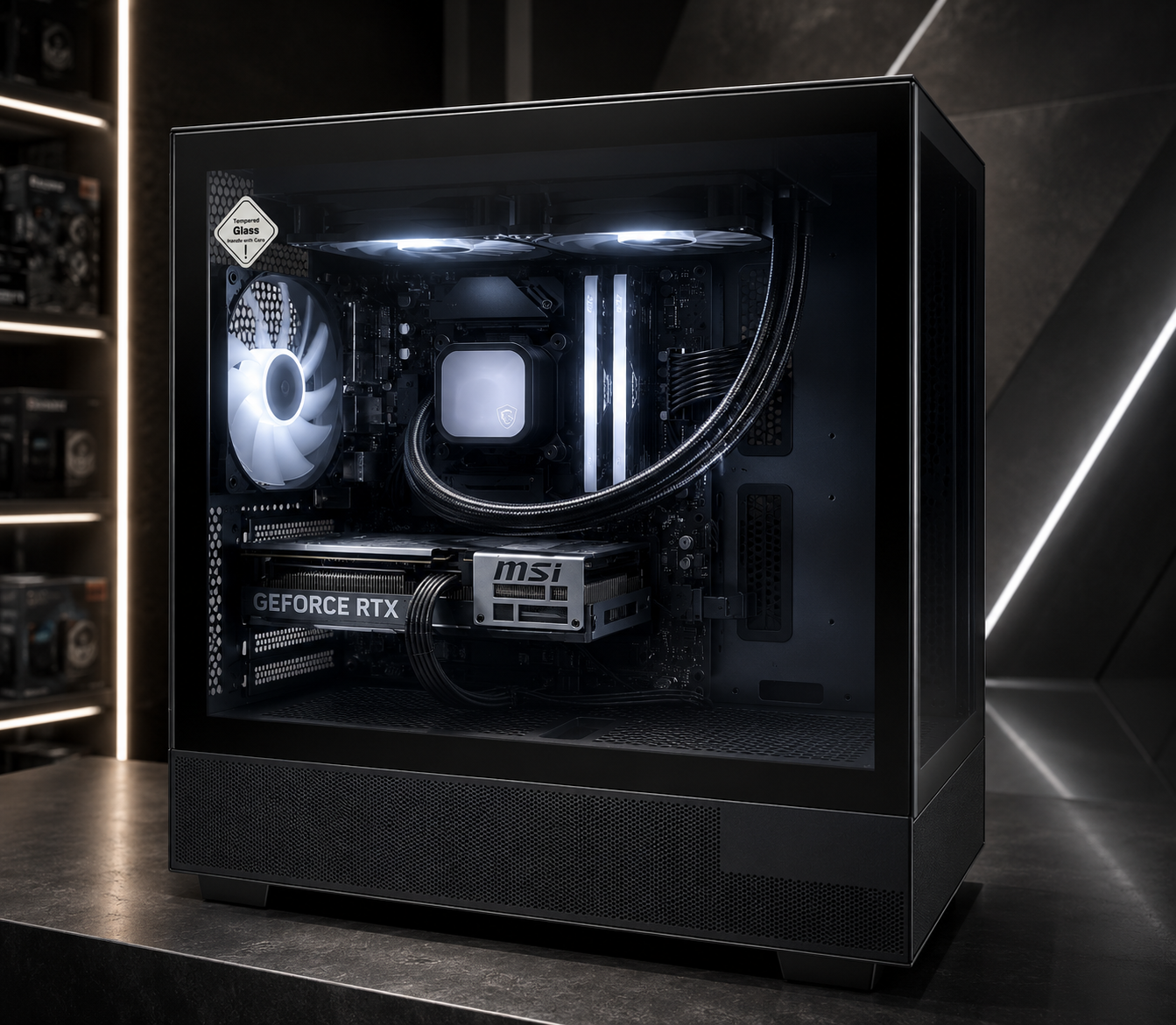 331F3E0A-F3C9-4213-B215-DB73EBC640DA BUILD 04 | AMD Ryzen 7 5700X3D + MSI RTX 5060 Ti | Black Theme - الصورة 1