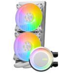 MSI MAG CORELIQUID E240 WHITE CPU Liquid Cooler - Enlarged Copper Cold Plate, ARGB Blockhead & FDB Fans, Dual-Chamber Water Block, Split-Flow Radiator, Mystic Light Supported - AMD & Intel Compatible