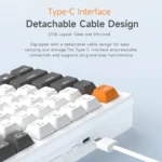 ⁦Ajazz AF82 White Light 82 Keys Wired Membrane Keyboard (Light Grey/White/Orange)⁩ - الصورة ⁦3⁩