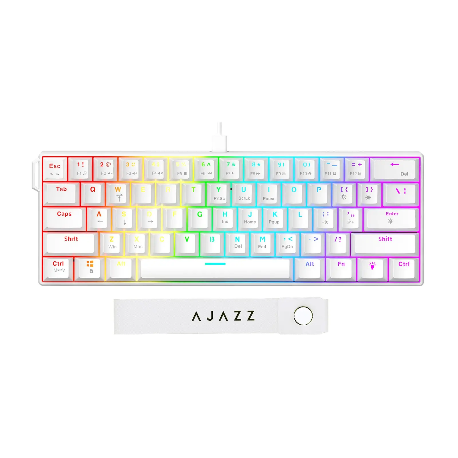 6cbef621aaba471c832cb86360f33069~tplv-fhlh96nyum-crop-webp-1600-1600 Ajazz NK61-Red Switch-ABS White-RGB-DIY-Wired - الصورة 1