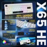 ⁦ATTACK SHARK X65 HE 60% Wired Magnetic Keyboard - White⁩ - الصورة ⁦5⁩