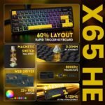 ⁦ATTACK SHARK X65 HE Magnetic Switch Rapid Trigger Keyboard - Black⁩ - الصورة ⁦4⁩