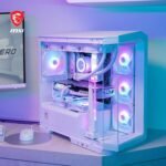 MSI MAG PANO M100L PZ White Micro-ATX PC Case - Micro ATX Capacity, GPU Support Stand, Level Indicator, Dust Filter, 33 mm Cable Management Room, USB Type-C (20Gbps)