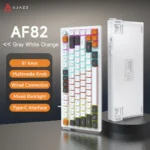 ⁦Ajazz AF82 White Light 82 Keys Wired Membrane Keyboard (Light Grey/White/Orange)⁩ - الصورة ⁦2⁩