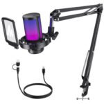 (Maono MIC DM2 WIRED with stand (Black