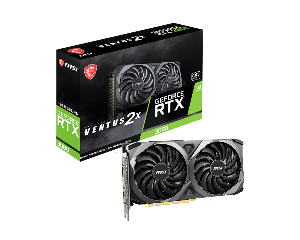 product_1610443907b48feb29b4a49834f4b19e35c5511db6 MSI GeForce RTX 3060 Ventus 2X 12G OC, Gaming Graphics Card - NVIDIA RTX 3060, 12GB GDDR6 Memory, 192-bit, 15 Gbps - الصورة 1