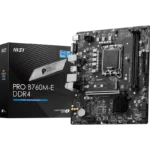 MSI PRO B760M-E DDR4 ProSeries LGA 1700, DDR4, PCIe 4.0, M.2, Gigabit LAN, USB 3.2 Gen2, mATX Motherboard